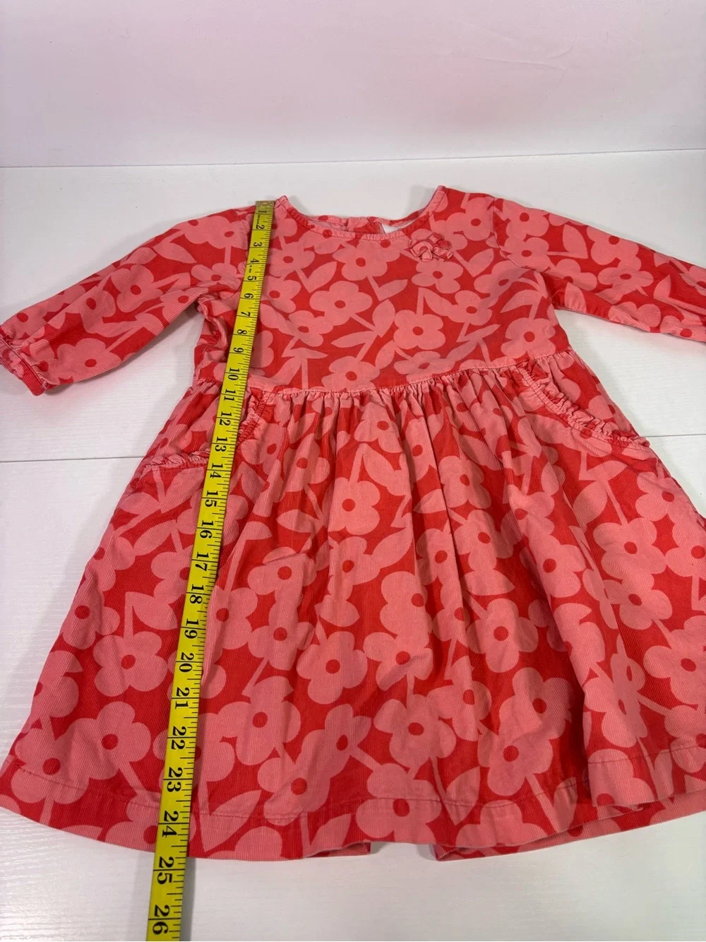 Hanna Andersson Floral Corduroy Dress Pink Orange Size 120 Girls 6 7